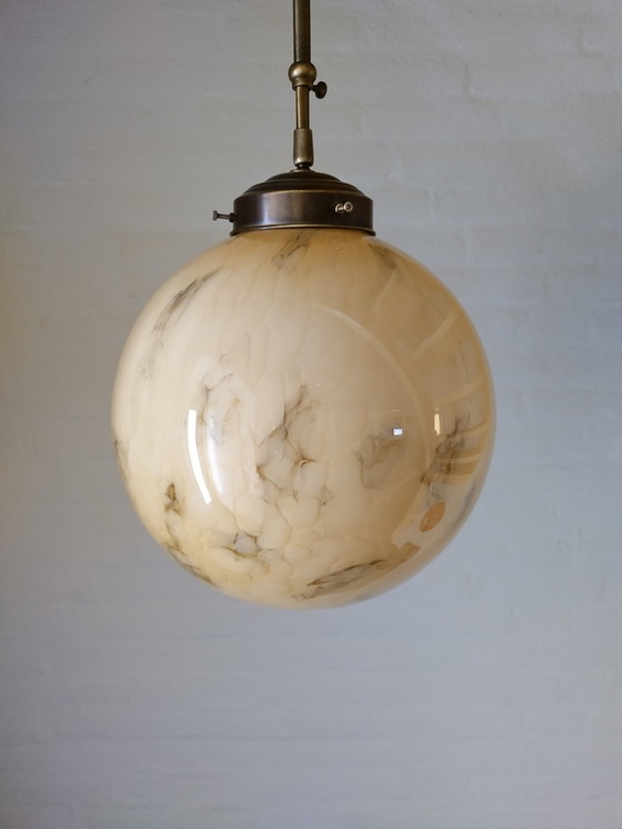 Image 1 of Lampada a sospensione - Art Déco - Lampadina 30 cm - Marmorizzata