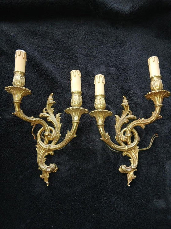 Image 1 of 2 applique da parete in bronzo rocaille in stile Luigi XV