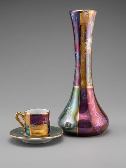 Limoges Porcelain Soliflore and Cup Set – Hand-Painted