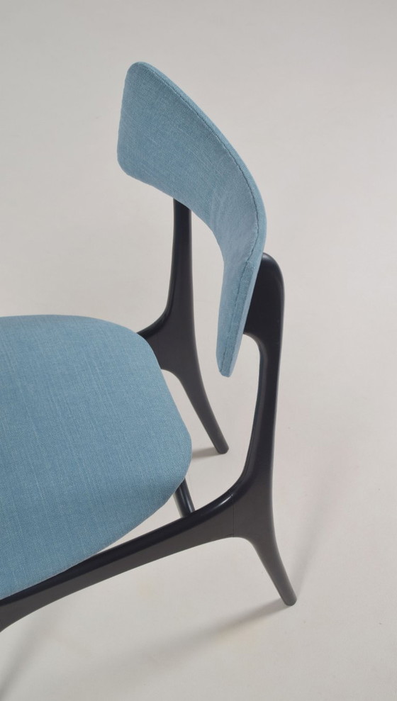 Set di 6 sedie S3 disegnate da Alfred Hendrickx per Belform, anni '50 – Sedie da pranzo, Wood, Cotton, Vintage (photo 8 of 9)