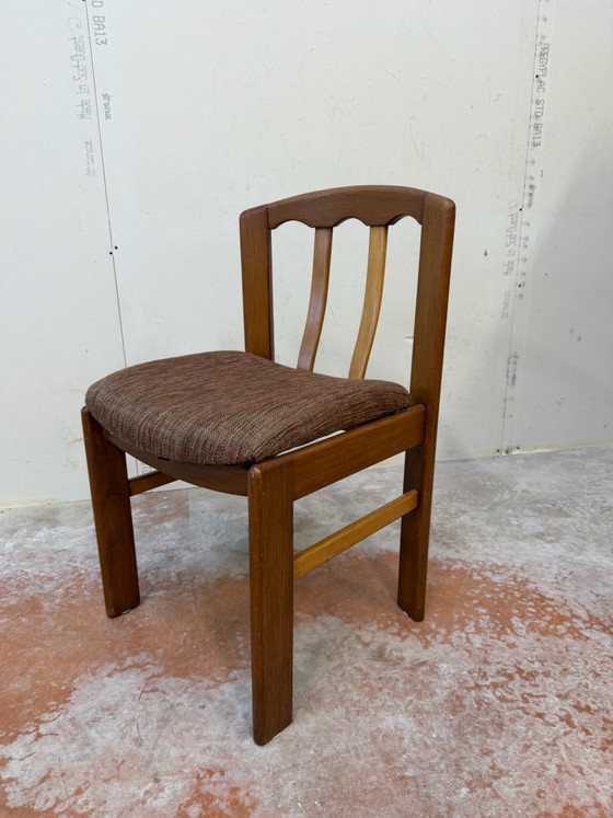 Set di 4 sedie di design scandinavo in olmo massiccio vintage degli anni '70, Sedie da pranzo, Legno, Marrone (foto 12 di 15)
