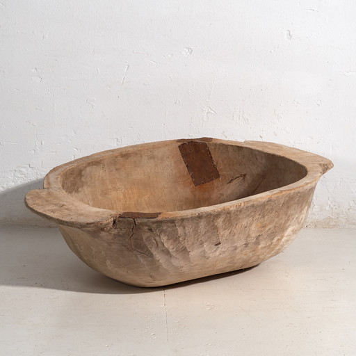 Grote antieke massief houten schaal (ca. 1900) #1