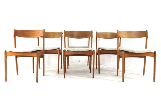 Image 1 of Set di 6 sedie da pranzo vintage modello 49 di Erik Buch O.D. Mobler, appena rivestite.