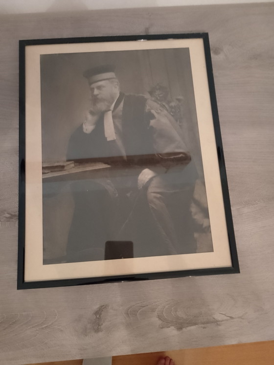 Image 1 of Photographie ancienne Léon bourgeois signé Geo Brunel rehaussé mine a plomb 1919