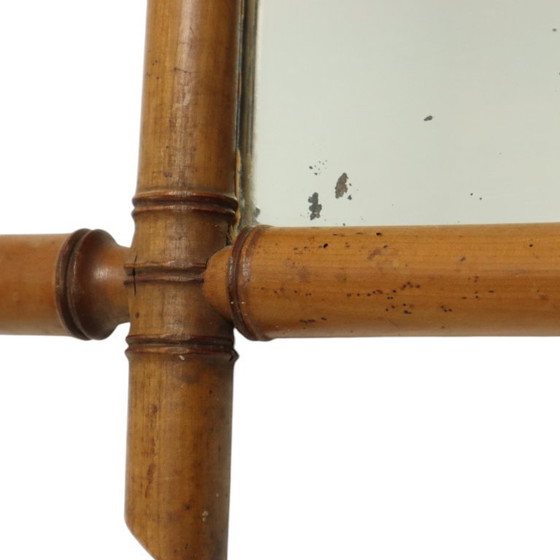 Image 1 of Franse Houten Spiegel Faux Bamboe Chinoiserie 57x47cm