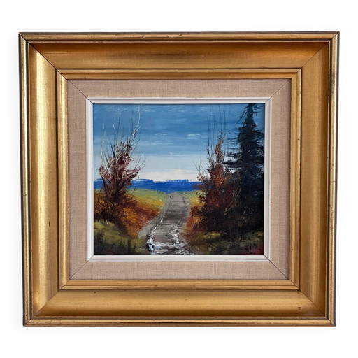 Peinture à l'huile originale vintage de paysage
