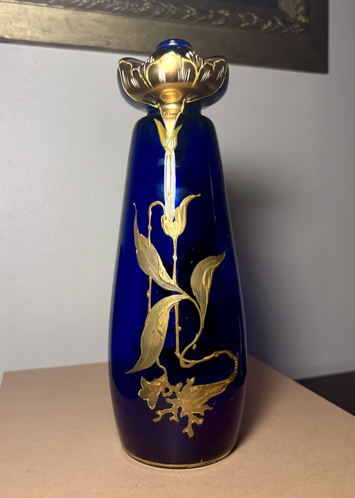 Vase Kobaltglas Gold lackiert - Legras & Cie