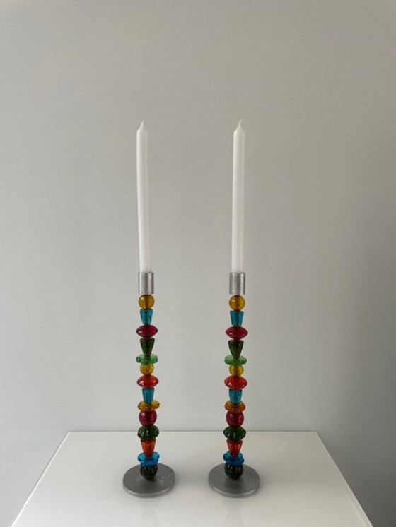 Image 1 of Set of 2 designer candlesticks - Räder Germany, 41 cm