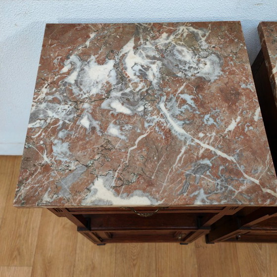 Image 1 of Set di comodini antichi vintage con piano in marmo