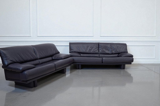 Vintage Design Leather Sofas – Purple – 80s Italian Design