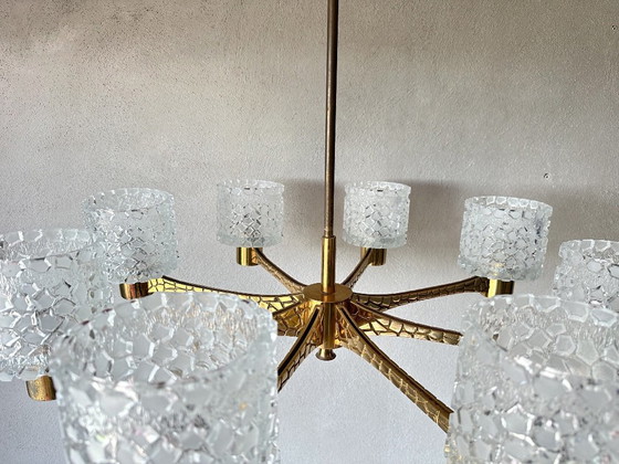 Vintage Brutalistische Kroonluchter – Glass, Metal (photo 14 of 15)