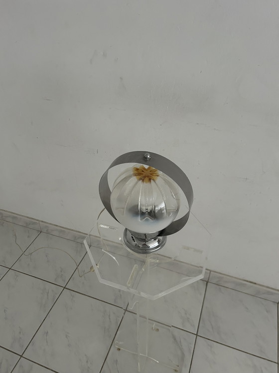 Image 1 of Vintage glass and chrome table lamp