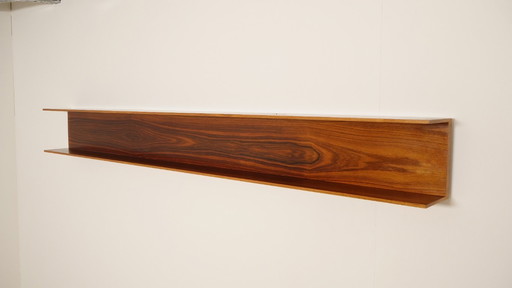 Vintage boekenplank in palissander | wandplank | Walter Wirz voor Wilhem Renz | 240 cm
