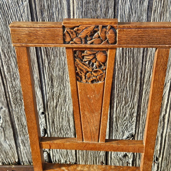 Image 1 of 2 chaises de salle à manger Art Déco - Chaises anciennes en noyer sculpté à la main - Années 1920