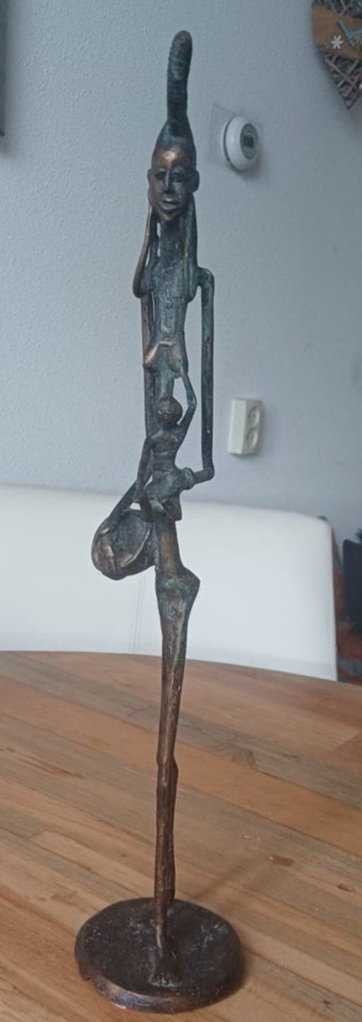 Prachtige set vintage Afrikaanse bronzen beelden – Giacometti-stijl – Beeldhouwkunst (photo 6 of 9)