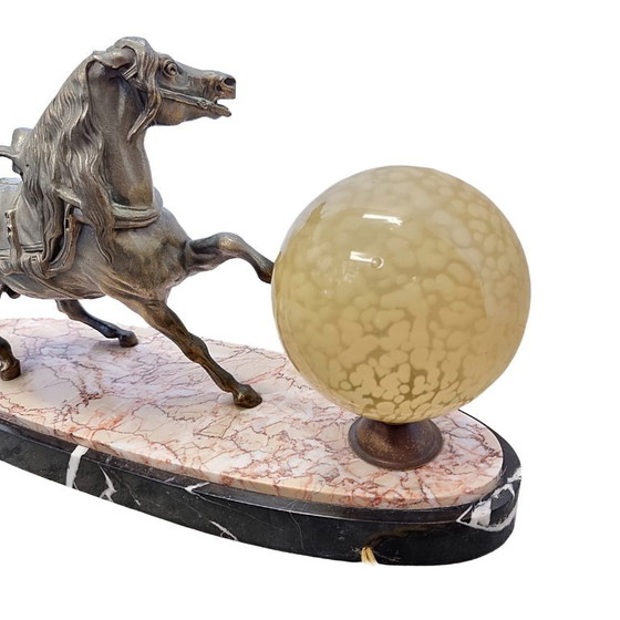 French Art Deco Horse Lamp from the 1930s – Table lamps, Marble (photo 7 of 9)