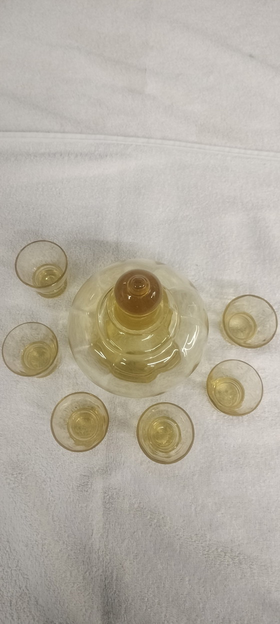 Image 1 of Boheemse Art Deco Liqueur set Karaft / shot glazen  Eldor / Topaz 