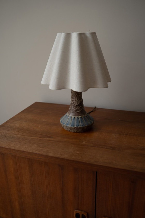 Image 1 of Danish ceramic table lamp beige/blue