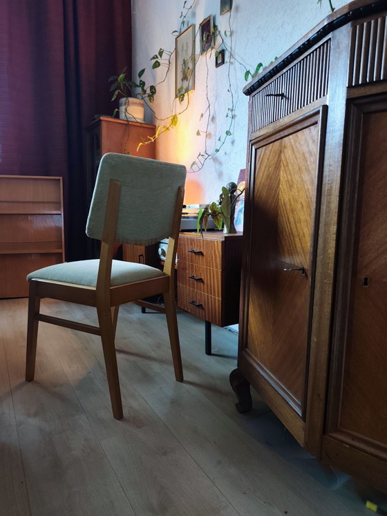 Beautiful Vintage Danish Dining chairs, Mid-Century Modern 1960s (2 pcs), Textile, Wood, Brown (photo 2 of 5)