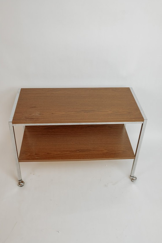 Image 1 of Vintage bar trolley, 1970s - Wood and chrome