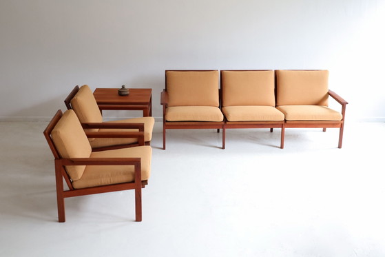 Set of 2 vintage Capella Armchairs Illum Wikkelso 1960s – Eilersen, Wood, Textile (photo 9 of 12)