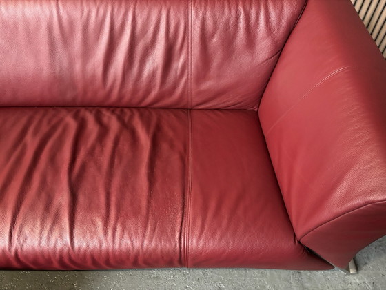 Rolf Benz 332 Set Sofas Leather Bordeaux Red 200x90 CLEANED, Seating area (photo 5 of 11)