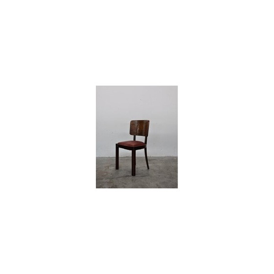 Image 1 of Set of 6 vintage Italian walnut dining chairs, 1930s