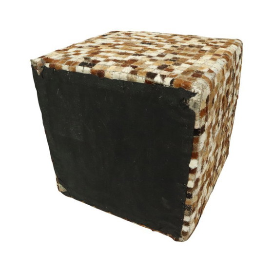 Image 1 of Vintage Square Footstool Goatskin