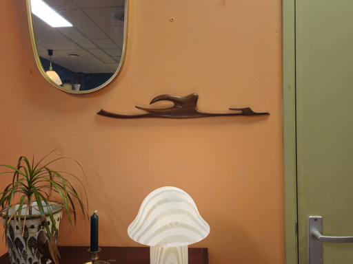 Decoración de pared escandinava de teca con pájaros