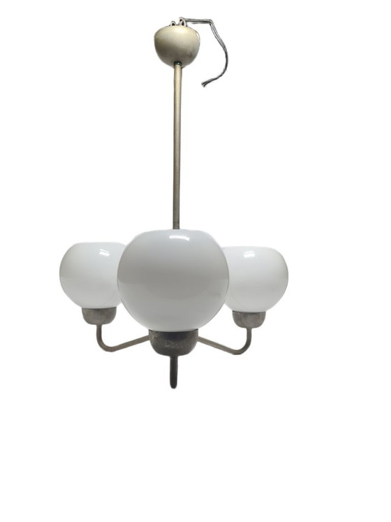 Lampadario in stile postmoderno, Polonia, anni '70 – Glass, Metal (photo 10 of 12)