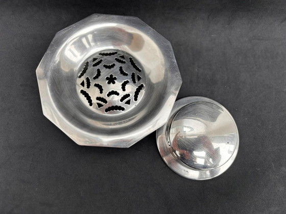 Image 1 of Vintage Coquillor boterkrulschotel: Art Deco roestvrij staal, gemaakt in Frankrijk