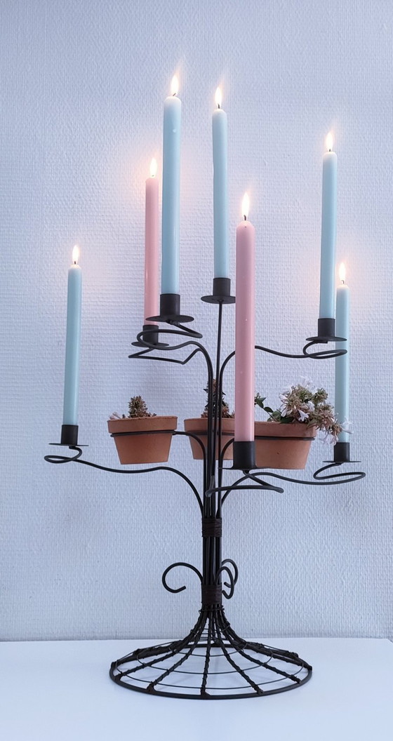 Image 1 of chandelier sept feux métal terre cuite