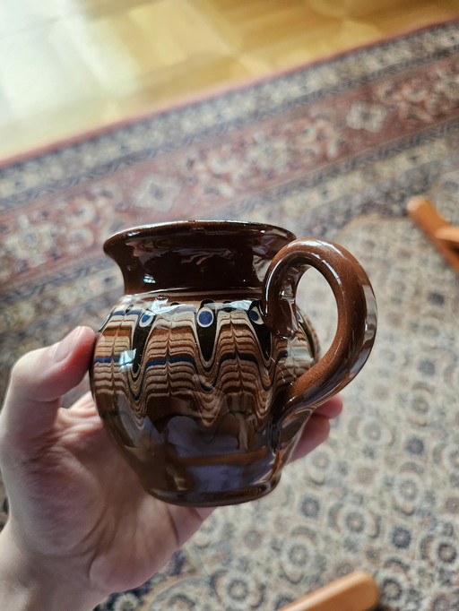 Large hand-painted vintage ceramic set - 24 pieces - 70s style