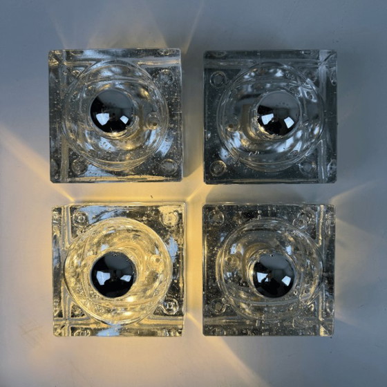 4x 'icecube' glass cube wall light by WILA - Germany, Transparent (photo 5 of 8)