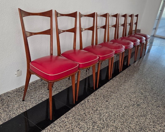 Image 1 of Complete vintage Mid-century Modern dining set with sideboard, table, and 8 chairs