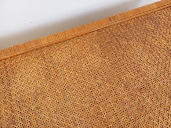 Image 1 of Baule vintage in legno, rattan, paglia e ottone