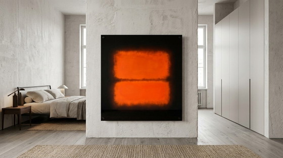 Pure Luxury – Abstract Homage to Mark Rothko | Black & Vintage Orange | 95 × 95 cm | Acrylic Glass with Black (photo 4 of 9)