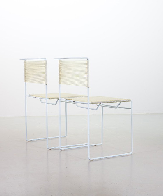 Image 1 of Ensemble de 2 chaises d'appoint italiennes minimalistes Flyline 'Spaghetti' par Giandomenico Bellotti, Italie, années 1970