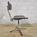 Vintage Skai/Metaal Verstelbare Industriële Bureaustoel (40s) adjustable industrial desk chair 