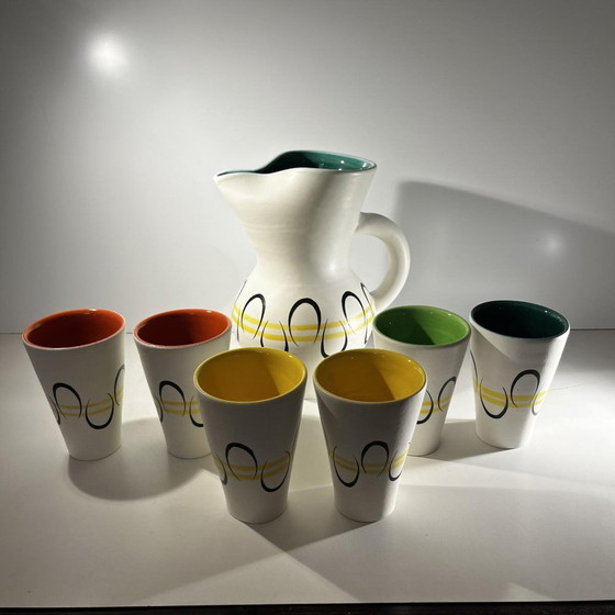 Pichet et Tasses en Céramique par André Baud pour Vallauris, années 1960, Set de 7 – Vaisselle, Ceramic (photo 3 of 14)