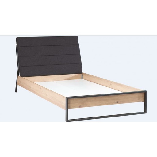 Irony twijfelaar bed met schuin hoofdbord – 120x200 – Eiken/Antraciet