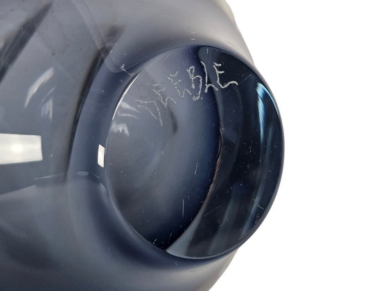 Image 1 of Robert Deeble - verre - Amérique - signé - verre transparent - bleu - années 1980