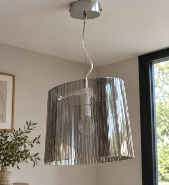 Set de 3 Kartell Gè Suspensions – Ferruccio Laviani – gris fumé – Plastic, Chrome (photo 5 of 5)