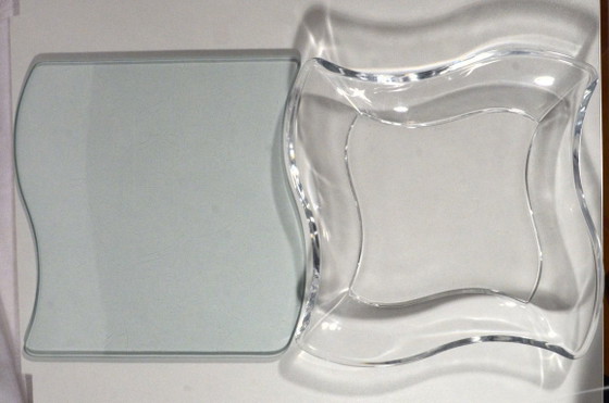 Villeroy & Boch kristallen servies, New Wave patroon, vintage, Frankrijk, L23xH4cm – Crystal, Glass (photo 3 of 5)