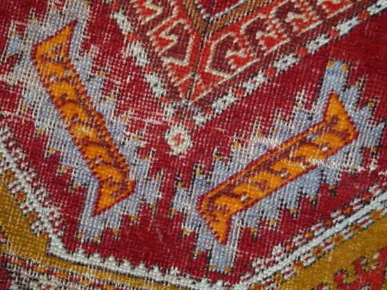 Image 1 of Handmade antique collectible Turkish Yastik rug 1.4' x 2.8' (44cm x 86cm) 1920s - 1C371