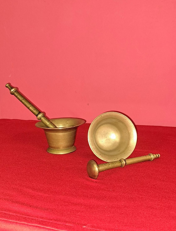 2 antichi mortai in bronzo, Oggetti decorativi, Dorato (foto 3 di 10)