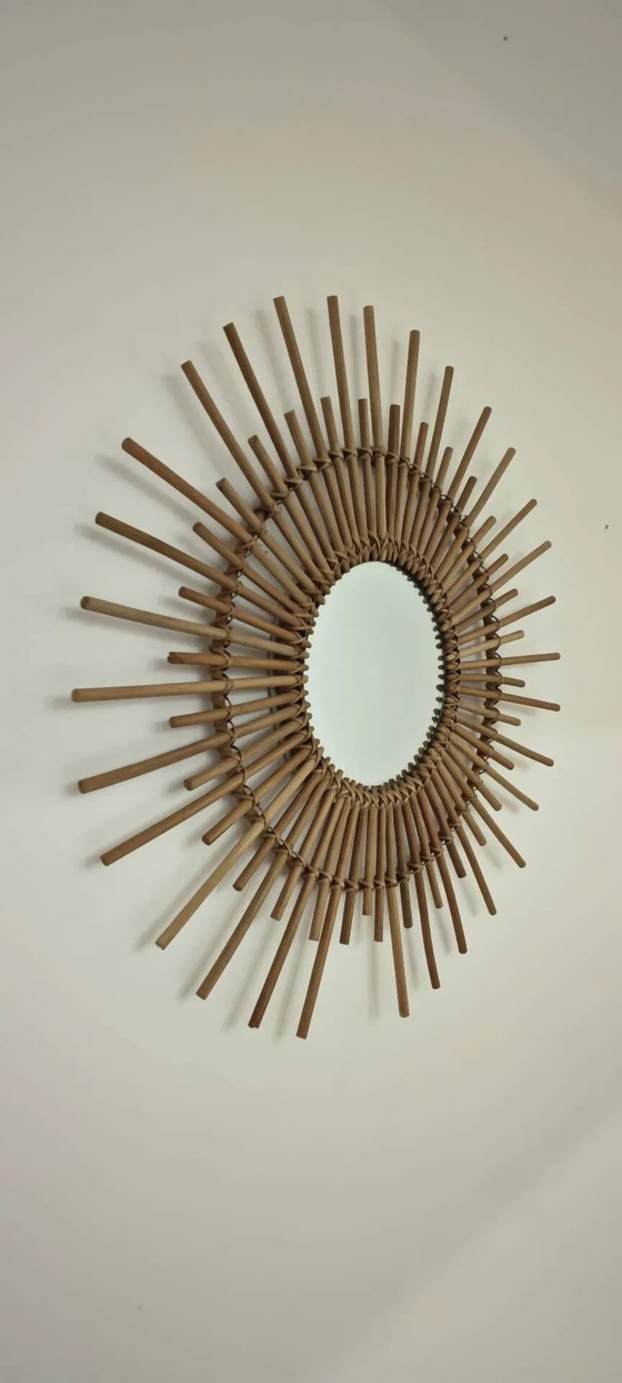 Rattan Sonnen Spiegel 1970 – Wicker, Vintage (photo 7 of 15)