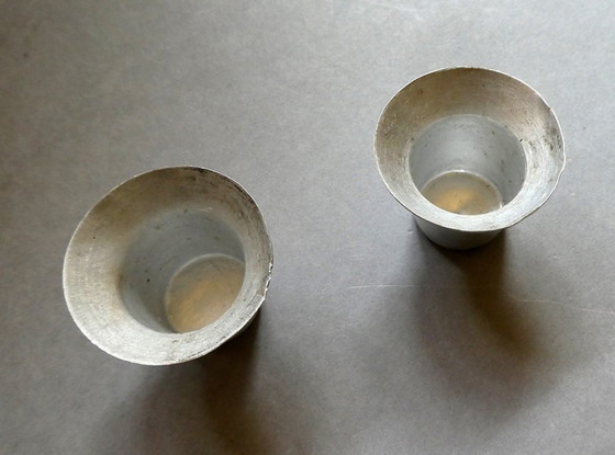 Image 1 of double candle holder, stainless steel, red lacquered, menu, denmark, design mikaela dörfel