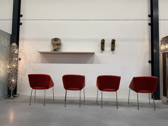 Image 1 of 4 Leolux Mobius Dining Room Chairs Red Leather