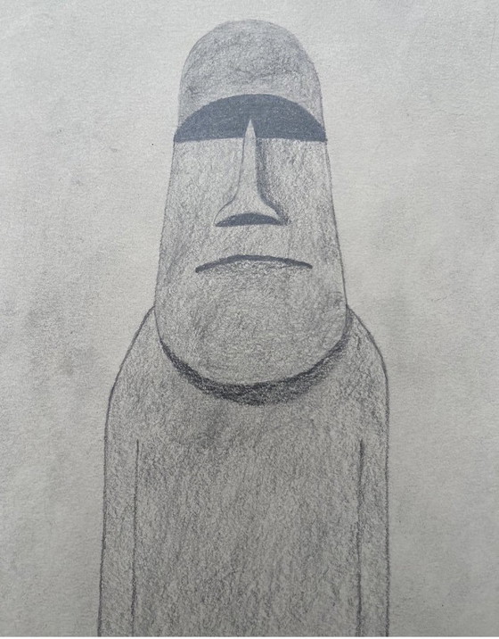 Image 1 of 2 A4 Moai Graphite Drawings
